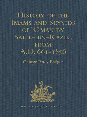 cover image of History of the Imams and Seyyids of 'Oman by Salil-ibn-Razik, from A.D. 661-1856